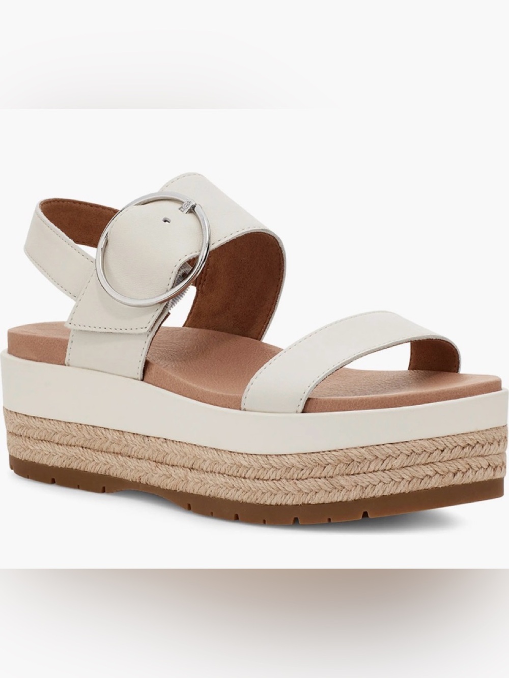 UGG Women White April Espadrille Wedge Platform Buckle Sandals sz 42 $80